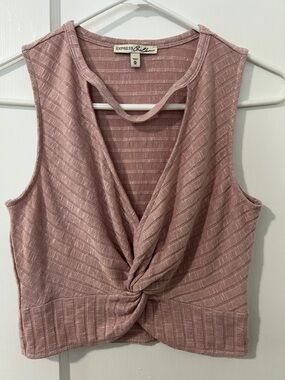 Dusty Rose Twist-Front Sleeveless Top